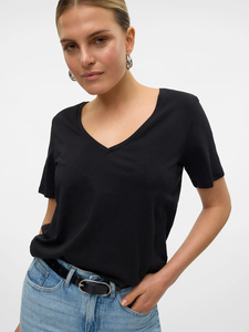 Nueva camiseta de cuello en V personalizada, de moda, para mujer, holgada, de manga corta, 100% algodón, para verano, servicio OEM - Product Image 5
