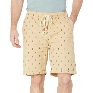 Shorts Bermuda en coton beige à imprimé géométrique pour homme avec cordon de serrage, taille mi-haute, séchage rapide, poches décontractées - Product Image 5