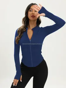 Chaqueta Deportiva Personalizada, Transpirable, Impermeable, Cortavientos, de Punto, con Cierre, Cintas Bordadas, Suave y Elástica, para Yoga y Ejercicio - Product Image 5