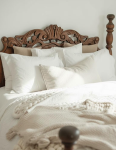 American Deluxe Solid Wood Bed French Vintage Bed Country Simple 1.8m Leather <b>Art</b> Double Bed Master Bedroom Furniture - Product Image 1