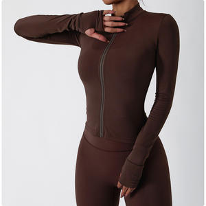 Chaqueta de Yoga para Entrenamiento en el Gimnasio, Manga Larga con Orificios para Pulgares, Ropa Deportiva, Top Deportivo para Mujer, Venta al Por Mayor - Product Image 2