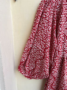 เดรสยาวลายดอกไม้สไตล์โบฮีเมียน ผ้าฝ้ายพิมพ์ลายด้วยมือ ชุดอินเดีย แขนยาว คอวี ลายดอกไม้ ชุดเดรสสำหรับงานปาร์ตี้สำหรับผู้หญิง - Product Image 6