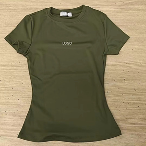 T-shirt blanc pour femme, coupe ajustée, en spandex/polyester, col rond, manches courtes, décontracté, respirant, séchage rapide, boutonné, écologique - Product Image 5