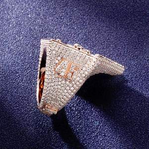 Export Quality Rose <b>Gold</b> Plated Pyramid <b>Cocktail</b> <b>Ring</b> With Micro Pave Cubic Zirconia Round Stones Mens Glam Party Jewelry - Product Image 2