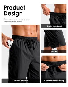 Men's Quick Dry Swim Shorts Trunks Breathable <b>Board</b> Beach Zipper Pockets 9 Inch Inseam Beach Bathing Suit Lightweight Swimwear - Product Image 5