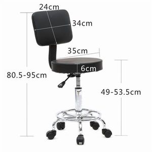 Sgabello da Salone Regolabile con Supporto per la Schiena, Girevole a 360 Gradi, Altezza 19-25 Pollici, Nero - Product Image 2