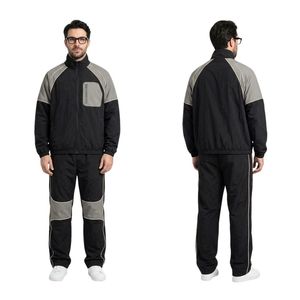 Conjuntos de Chaqueta Cortavientos de Poliéster y Nailon para Hombre, Color Negro y Gris Monocromático, Chaqueta con Cierre Frontal, Trajes Deportivos Ligeros para Entrenamiento al Aire Libre - Product Image 3