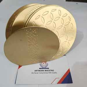 Brass made Opulent Golden Layered Heavy Duty <b>Coaster</b> <b>set</b> of 04 pieces with Holders Workmanship Authentic Desi Tableware Newest - Product Image 4