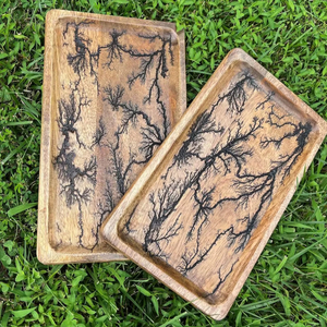 ถาดเสิร์ฟลายไม้แตกแบบแฮนด์เมดพร้อมหูจับ งานฝีมือตกแต่ง - Product Image 1