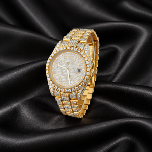 Reloj de Diamantes de Lujo Raj Gems, Caja de Acero Inoxidable de 42 mm, Movimiento de Cuarzo Analógico, Cierre de Hebilla de Vidrio de 20 mm, Números Romanos Vintage - Product Image 2