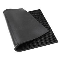 Tapis de barbier IKZARSA CIK-110 personnalisé avec logo noir, antidérapant, résistant à l'eau, à la chaleur et aux produits chimiques, ABS+PC/Silicone, outil professionnel de salon