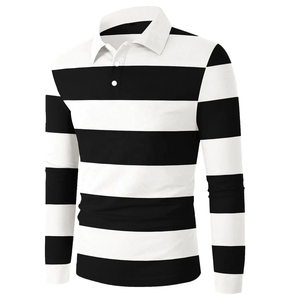 Polo pour homme de qualité supérieure, personnalisé, 100% coton, respirant, léger, à rayures, manches longues, élégant et tendance - Product Image 6
