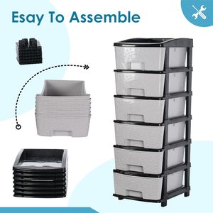 Organizador de cajones apilable de plástico de 6 niveles con ruedas para sala de estar, caja de almacenamiento, organizador de almacenamiento - Product Image 6