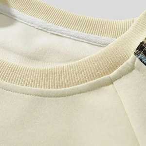 Sudadera de punto beige para hombre con manga raglán, estampado de dibujos animados, corte regular, cuello redondo, de algodón, estilo casual, para otoño, moderna y con efecto lavado. - Product Image 5