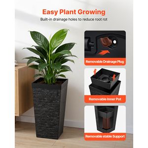 Ensemble de 2 grands pots suspendus de 23 pouces, pots à fleurs modernes en plastique coniques pour l'intérieur et le porche avant - Product Image 5