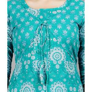 AARTI FASHION Ensemble Salwar Décontracté Col Rond Manches Trois-Quarts Ceinture à Nouer Silhouette Ample Respirant Taille Naturelle Usage Quotidien - Product Image 3