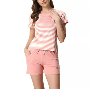 Créez Votre Propre Nouveauté Tendance 2026 : Meilleure Tenue de Nuit pour Femme – T-shirt à Manches Courtes et Short en Mélange Coton/Polyester Lavé Uni - Product Image 1
