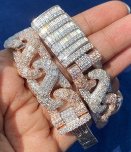 กำไลข้อมือเงินแท้ 925 ประดับเพชรโมอิสซาไนต์ทรงกลมและทรงบาแกตต์ ดีไซน์หรูหราแบบสองสี - Product Image 4