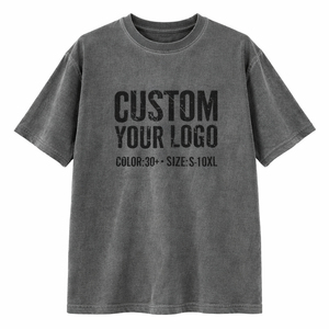 T-shirt surdimensionné personnalisé avec logo |   T-shirt unisexe en coton 100% lavé à l'acide, 280-400 GSM |   Blank Streetwear Vintage - Product Image 1