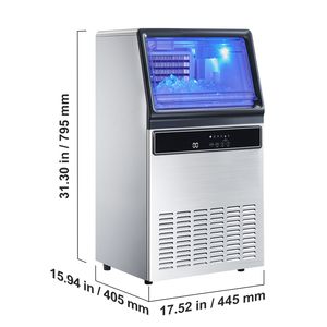 Macchina per il ghiaccio commerciale da cucina in acciaio inox, da banco, 130 libbre/24 ore, 45 cubetti per ciclo, 33 libbre - Product Image 5