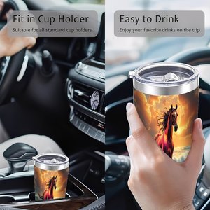 20oz Stainless Steel Tumbler Custom Sublimation Horse Beach Design Drinkware <b>Cup</b> - Product Image 4