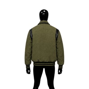 Blouson universitaire vert olive premium pour homme – Élégant, décontracté, athlétique, épais, coupe régulière, couleur unie, pour l'automne - Product Image 2