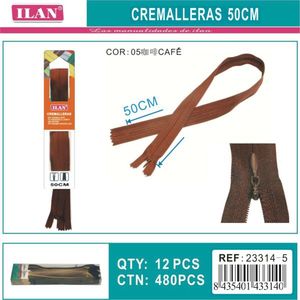 Cerniera Invisibile 50Cm Colore Caffè Per Abbigliamento - Product Image 3