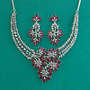 Handmade Jewellery Wholesalers in India American Diamond Classic <b>Necklace</b> with Rhodium Plating 444660 - Product Image 6