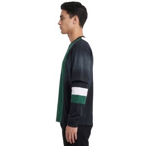 เสื้อยืดแขนคู่ลายทาง OEM ผู้ชาย ผ้าฝ้าย 100% เสื้อยืดแขนคู่สำหรับฤดูร้อน เสื้อยืดแขนคู่แบบย้อมสีเอซิดสั่งทำพิเศษสำหรับผู้ชาย - Product Image 5