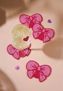 Custom Embroidered Colourful Seed Beadwork Coasters Round Beverage Mats Contemporary <b>Table</b> <b>Protection</b> For Hotels Restaurants - Product Image 2