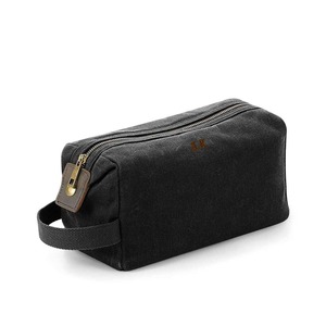 Leather Canvas Toiletry Bag Waterproof Travel Organizer Cosmetic Storage Kit Men <b>Case</b> Bag LCTB-0039 - Product Image 2
