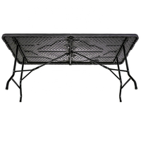 Table pliante en deux portable HDPE de 6 pieds, facile à nettoyer, bureau, camping, jardin, banquet, Patio, cadre en acier inoxydable