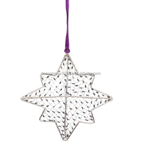 Christmas Tree <b>Hanging</b> <b>Ornament</b> Hammered Finish Silver Metal Unique <b>Hanging</b> Decorative Aluminum <b>Ornaments</b> - Product Image 4
