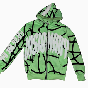 Sudadera con capucha y cremallera completa de felpa francesa, ligera, con logo personalizado estampado en relieve y diseño integral. - Product Image 4