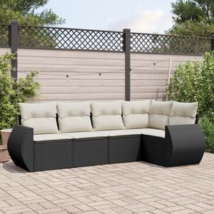 Conjunto de Sofás Modulares Grandes de Ratán PE Negro para Jardín, Muebles de Exterior Elegantes y Duraderos - Product Image 1