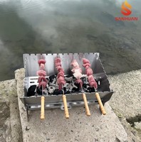 Barbecue portable pliable en acier inoxydable, style populaire 2026, pour camping, gaz et charbon de bois