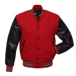 Blouson universitaire unisexe personnalisé en laine et cuir, style baseball, vente en gros - Product Image 4