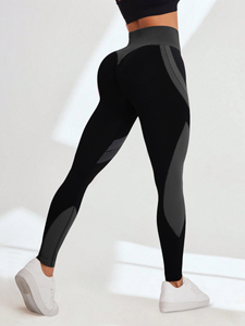 Leggings de yoga sin costuras de cintura alta para mujer, control de abdomen, elastano/nailon, pantalones de gimnasio, efecto fruncido en glúteos, personalizados para fitness - Product Image 3