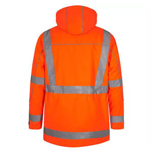 <b>Hi</b>-<b>Vis</b> <b>Orange</b> Safety <b>Jacket</b> Reflective Tape Removable Hood Workwear Waterproof Anti-Wrinkle Plus Size Unisex CE Certified - Product Image 2