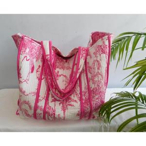 SR Exports Handmade Cotton Block Printed Tote <b>Bag</b> Zipper Closure Reusable Beach Shopping <b>Bag</b> <b>Boho</b> Indian Fashion Shoulder - Product Image 1