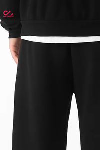 Pantalon de survêtement noir pour homme CARE MASTER, taille élastique, décontracté, poches latérales, en coton tricoté mi-lourd, idéal pour l'automne - Product Image 5