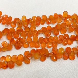 Cuentas de Piedra Preciosa de Cornalina Naranja Natural de 5 mm y 7 mm, Forma de Pera Facetada, para Hacer Joyas, Collares y Pulseras, IGI - Product Image 2