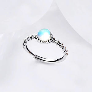 Nouvelle bague ajustable en quartz Angel Aura, argent sterling 925, 8 mm, ronde, style bohème, pierre de naissance, pour mariage, fiançailles, bijoux femme, cadeau - Product Image 4
