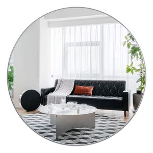 <b>Silver</b> Modern Dresser Wall-Mounted 36\" <b>Mirror</b> with Deep <b>Frame</b> Bedroom Living Room Entryway Firep Decor Metal <b>Frameed</b> - Product Image 1