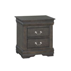 Comodino in pino massiccio grigio scuro con 2 cassetti - Product Image 1