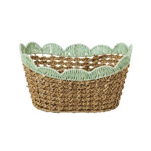 Panier de rangement en jonc de mer tressé naturel style bohème, panier festonné fabriqué au Vietnam par King Craft Viet - Product Image 1