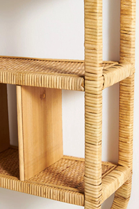 Étagère murale ovale en rotin naturel durable à 4 niveaux, présentoir fait main en osier, décoration bohème pour la maison, organisateur de rangement pour salon - Product Image 4