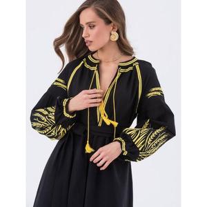 Vestido Negro Bordado con Espigas de Ucrania, Vestido Hecho a Mano de Ucrania, Blusa con Espigas de Ucrania, Regalo para Mujeres de Ucrania - Product Image 5