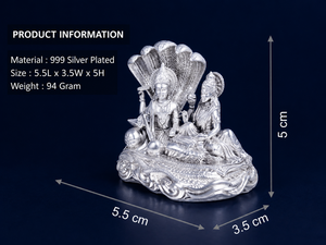 Idole Laxmi Narayan plaquée argent 999 de Jaipur Metals |   Statue d'art déco pour la maison 100% en laiton |   5,5x3,5x5 cm |   94g |   Pooja et Cadeau - Product Image 3