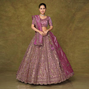 Twill Net Lehenga Choli with Intricate Embroidery, <b>Flared</b> <b>Skirt</b>, Designer Blouse and Coordinated Dupatta - Product Image 4